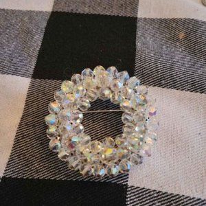 Vintage Iridescent Crystal Beads Brooch